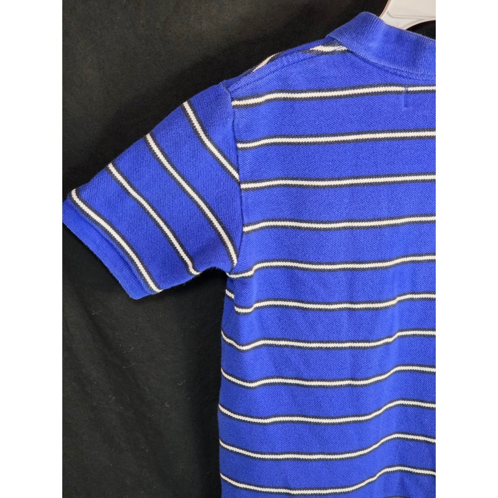 Polo Ralph Lauren Kids Blue Striped Short Sleeve Polo Shirt Yellow Pony Size 5 - Picture 7 of 7